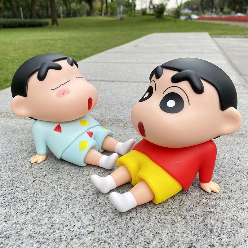 Crayon Shin-chan Phone Holder - Kawaii Anime Figure Desk Stand for Phones, Cute Cartoon Watching TV Model Collector Decor